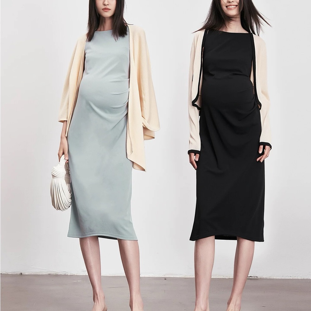 Elegant Black maternity Sleeveless dress